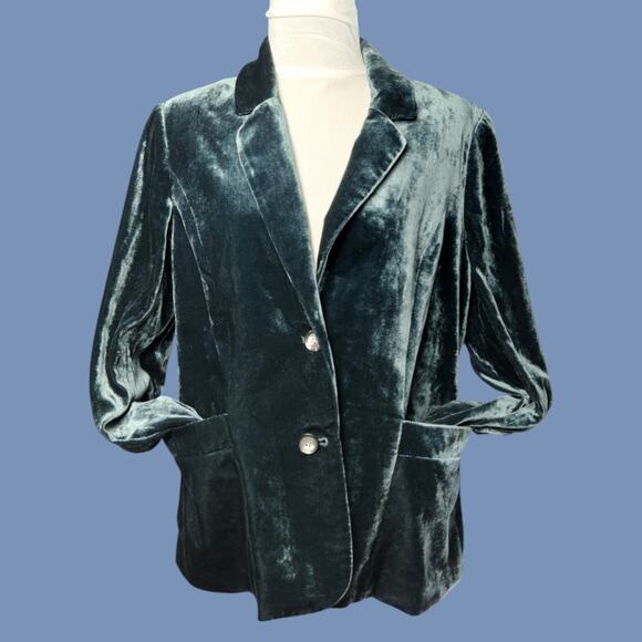 Coldwater Creek Green Velvet Blazer Jacket Size 10P NWT - Picture 6 of 13